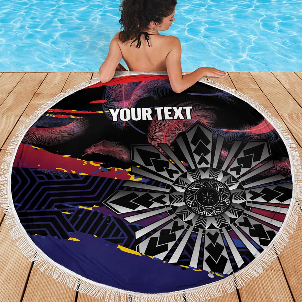 Philippines Sun Tattoo Beach Blanket Feathers Filipinas Grunge Style Black LT14 - Polynesian Pride