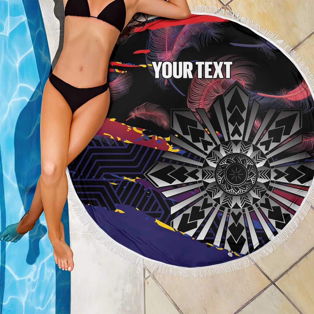 Philippines Sun Tattoo Beach Blanket Feathers Filipinas Grunge Style Black LT14 - Polynesian Pride