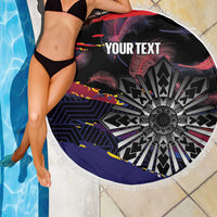Philippines Sun Tattoo Beach Blanket Feathers Filipinas Grunge Style Black LT14 - Polynesian Pride