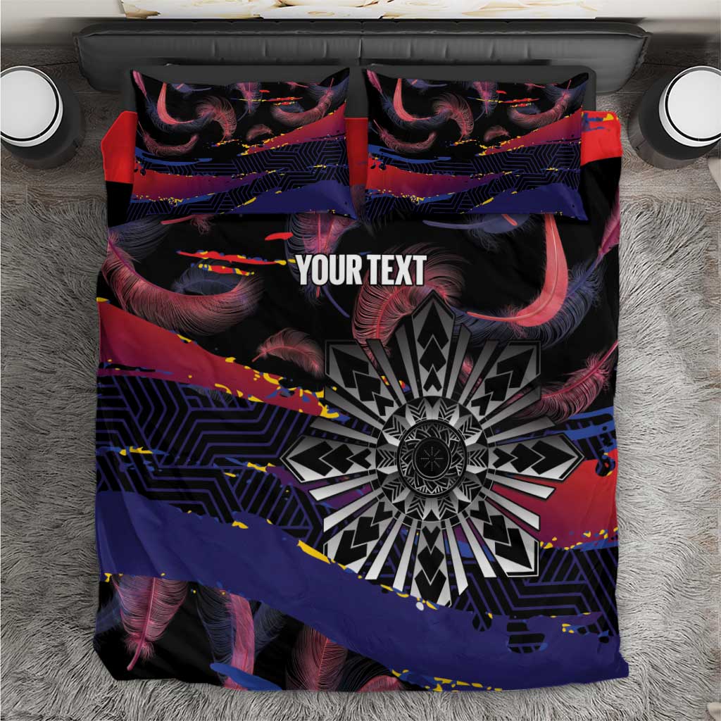 Philippines Sun Tattoo Bedding Set Feathers Filipinas Grunge Style Black LT14 Black - Polynesian Pride
