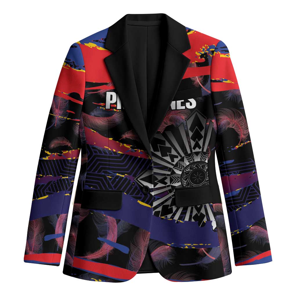 Philippines Sun Tattoo Blazer Feathers Filipinas Grunge Style Black LT14 Unisex Black - Polynesian Pride