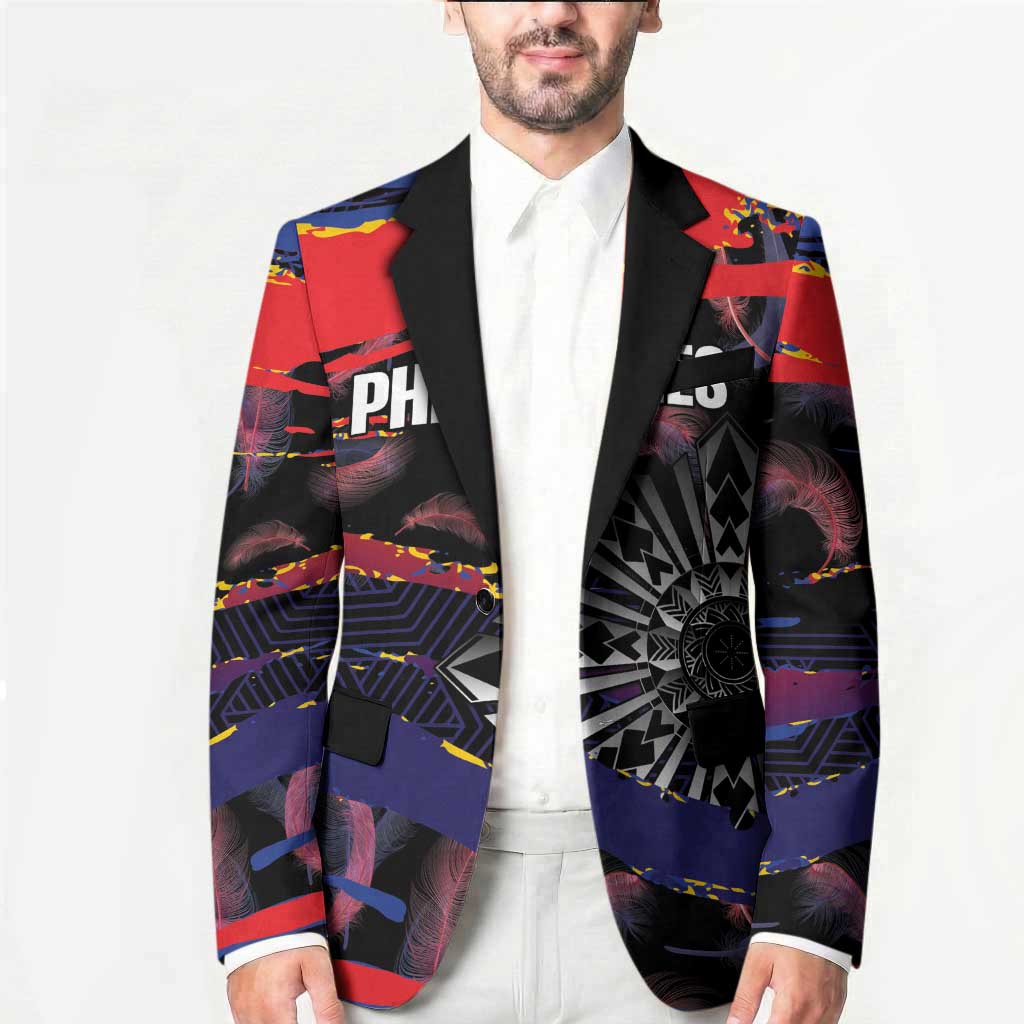 Philippines Sun Tattoo Blazer Feathers Filipinas Grunge Style Black LT14 - Polynesian Pride