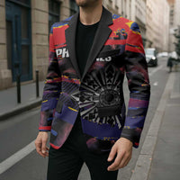 Philippines Sun Tattoo Blazer Feathers Filipinas Grunge Style Black LT14 - Polynesian Pride