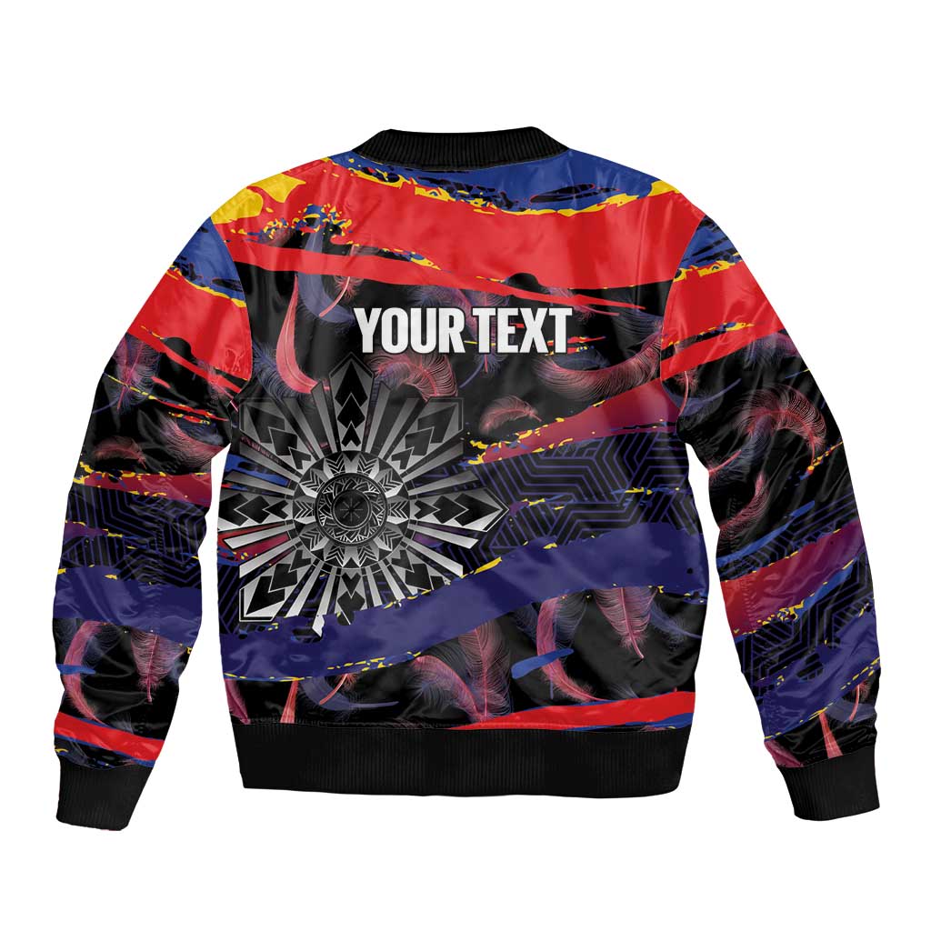 Philippines Sun Tattoo Bomber Jacket Feathers Filipinas Grunge Style Black LT14 - Polynesian Pride