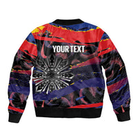 Philippines Sun Tattoo Bomber Jacket Feathers Filipinas Grunge Style Black LT14 - Polynesian Pride