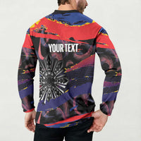 Philippines Sun Tattoo Button Sweatshirt Feathers Filipinas Grunge Style Black LT14 - Polynesian Pride