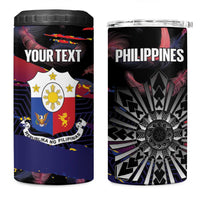 Philippines Sun Tattoo 4 in 1 Can Cooler Tumbler Feathers Filipinas Grunge Style Black LT14 One Size: 16 oz Black - Polynesian Pride