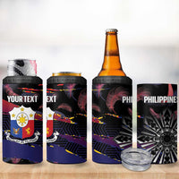 Philippines Sun Tattoo 4 in 1 Can Cooler Tumbler Feathers Filipinas Grunge Style Black LT14 - Polynesian Pride