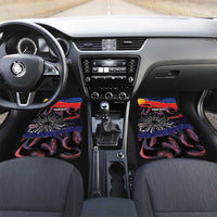 Philippines Sun Tattoo Car Mats Feathers Filipinas Grunge Style Black LT14 Set 2pcs - Front Black - Polynesian Pride