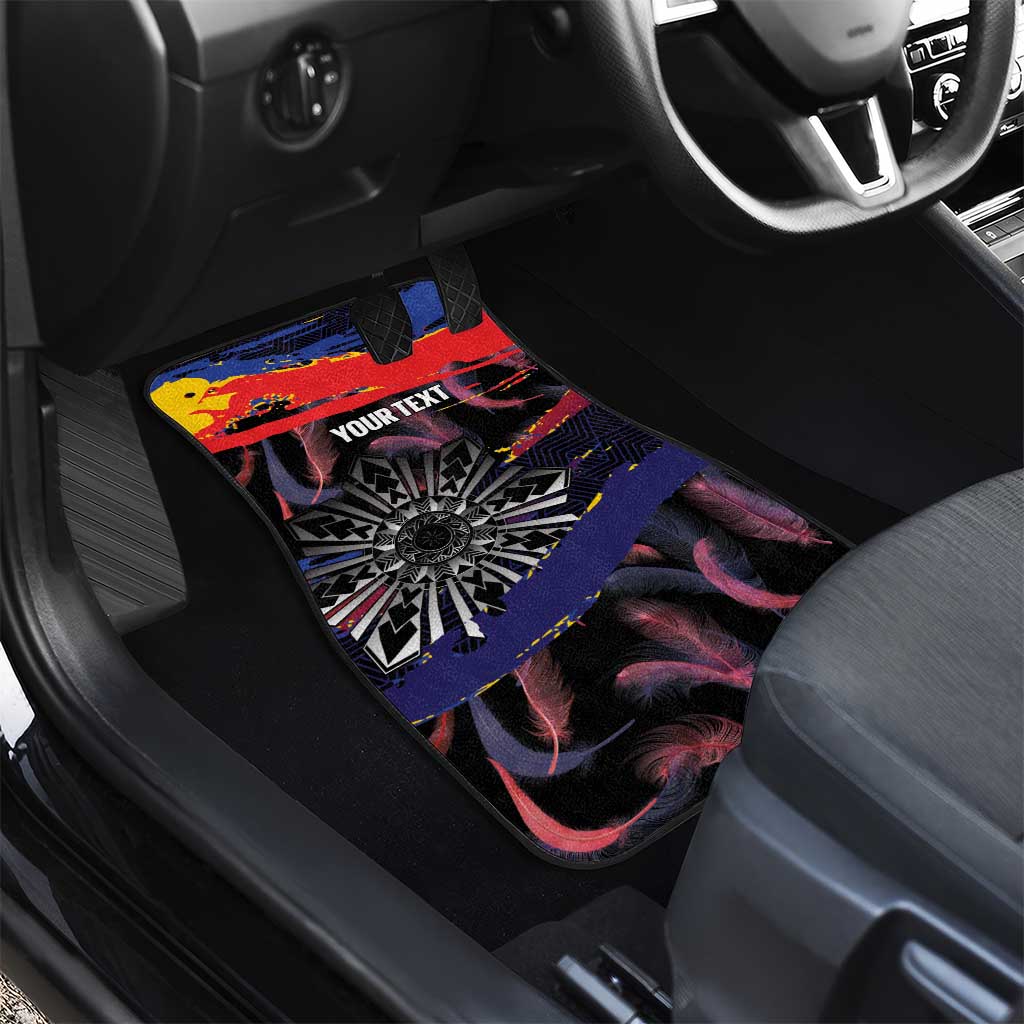 Philippines Sun Tattoo Car Mats Feathers Filipinas Grunge Style Black LT14 - Polynesian Pride
