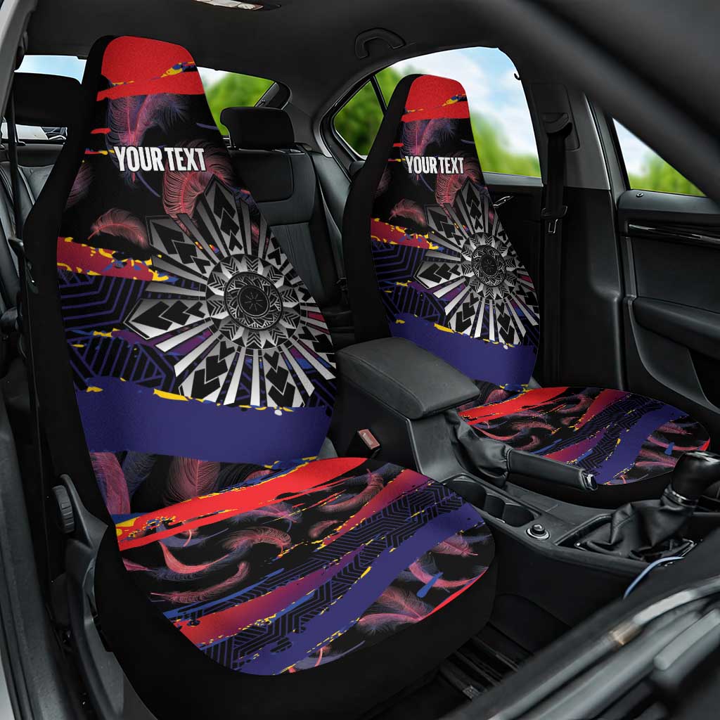 Philippines Sun Tattoo Car Seat Cover Feathers Filipinas Grunge Style Black LT14 One Size Black - Polynesian Pride