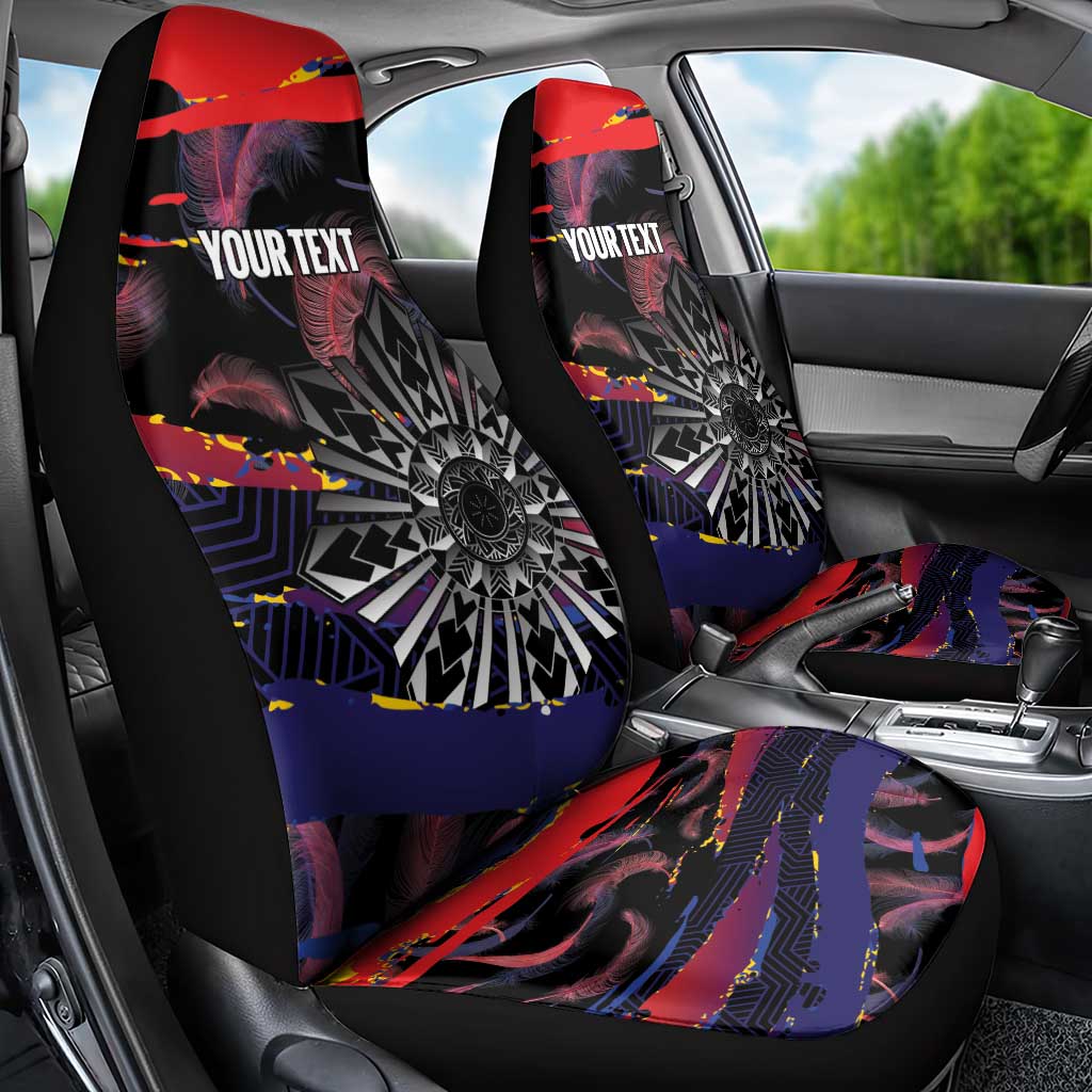 Philippines Sun Tattoo Car Seat Cover Feathers Filipinas Grunge Style Black LT14 - Polynesian Pride