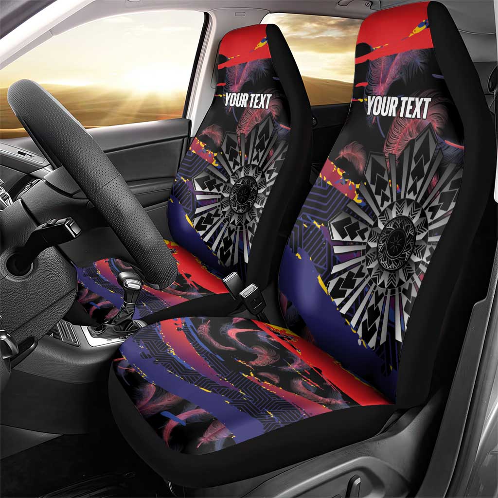 Philippines Sun Tattoo Car Seat Cover Feathers Filipinas Grunge Style Black LT14 - Polynesian Pride