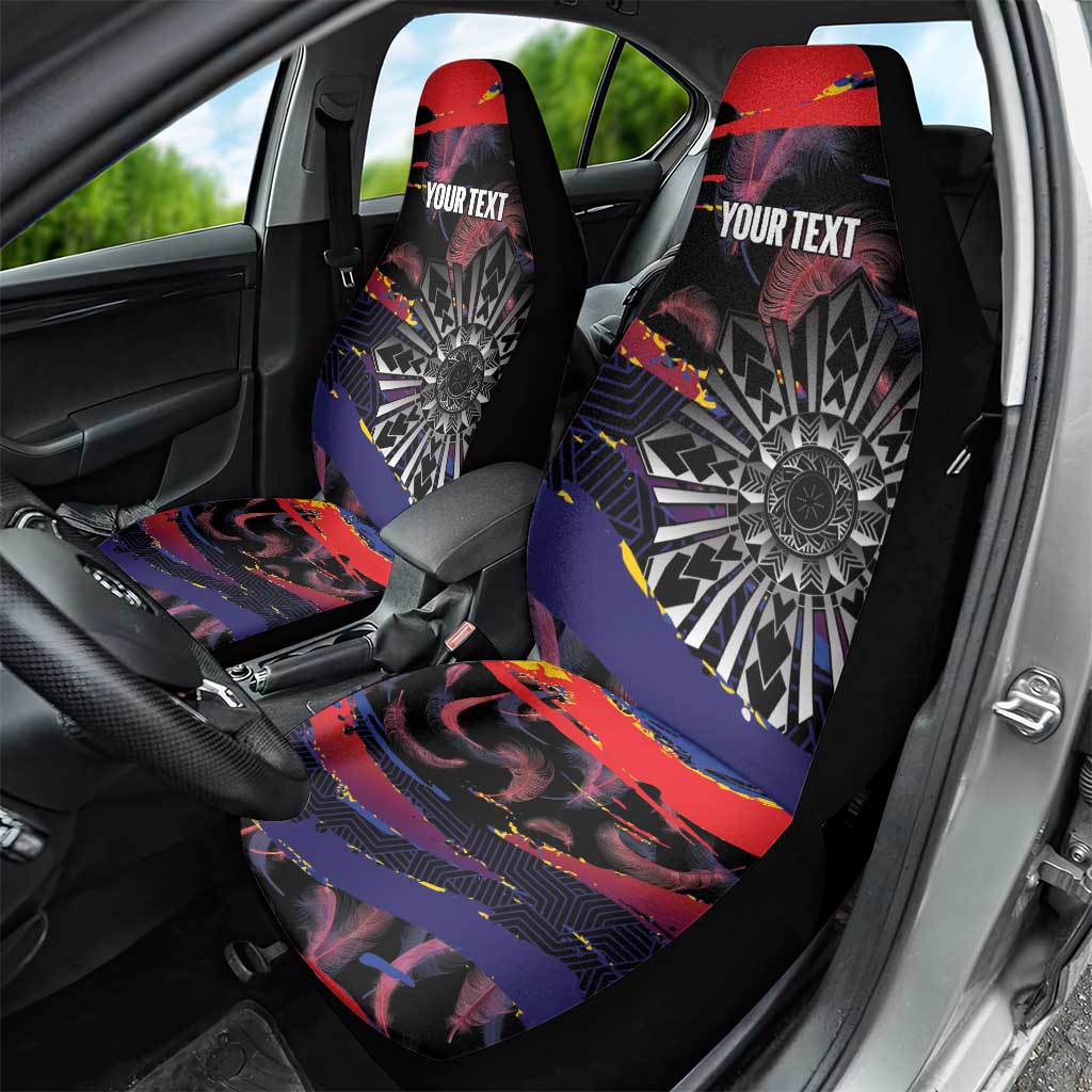 Philippines Sun Tattoo Car Seat Cover Feathers Filipinas Grunge Style Black LT14 - Polynesian Pride