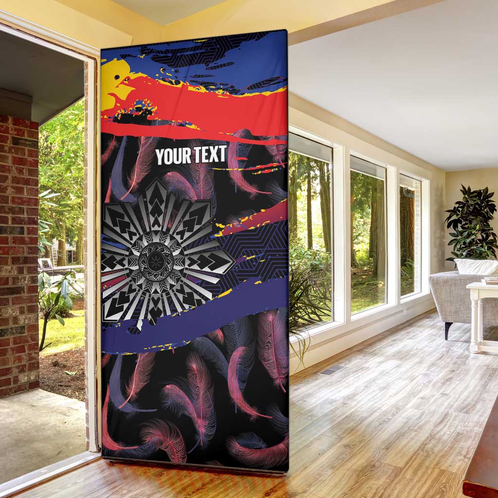 Philippines Sun Tattoo Door Cover Feathers Filipinas Grunge Style Black LT14 - Polynesian Pride