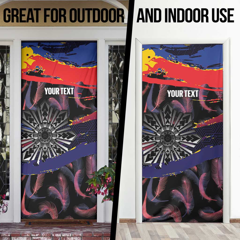 Philippines Sun Tattoo Door Cover Feathers Filipinas Grunge Style Black LT14 - Polynesian Pride