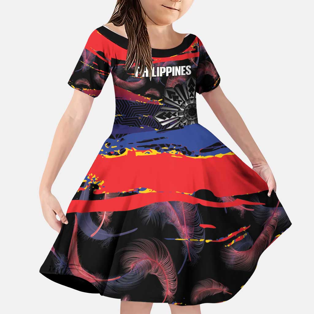 Philippines Sun Tattoo Family Matching Puletasi and Hawaiian Shirt Feathers Filipinas Grunge Style Black