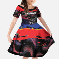 Philippines Sun Tattoo Family Matching Tank Maxi Dress and Hawaiian Shirt Feathers Filipinas Grunge Style Black
