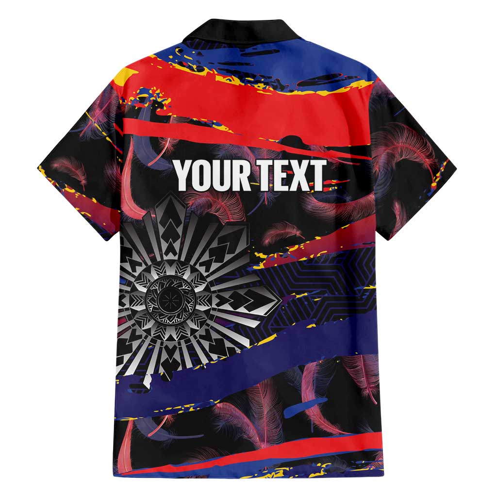 Philippines Sun Tattoo Family Matching Tank Maxi Dress and Hawaiian Shirt Feathers Filipinas Grunge Style Black