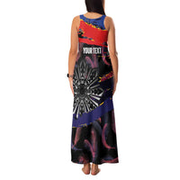 Philippines Sun Tattoo Family Matching Tank Maxi Dress and Hawaiian Shirt Feathers Filipinas Grunge Style Black