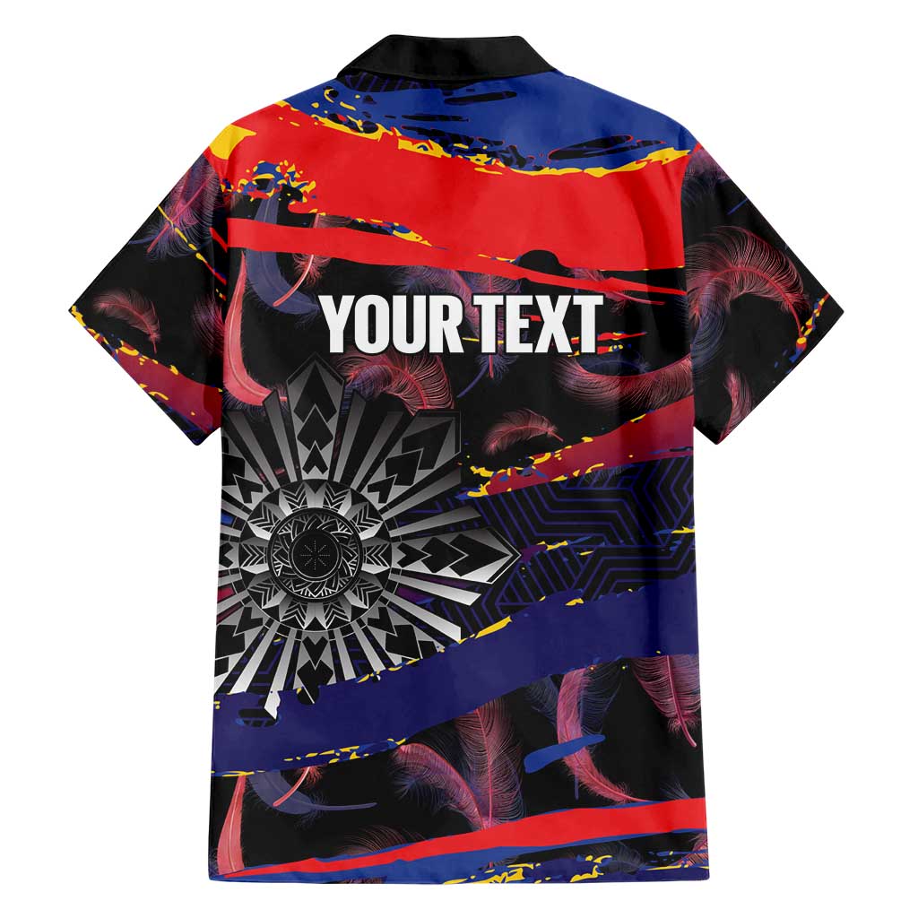 Philippines Sun Tattoo Hawaiian Shirt Feathers Filipinas Grunge Style Black