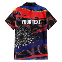 Philippines Sun Tattoo Hawaiian Shirt Feathers Filipinas Grunge Style Black