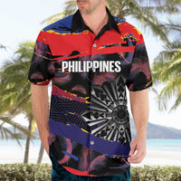 Philippines Sun Tattoo Hawaiian Shirt Feathers Filipinas Grunge Style Black