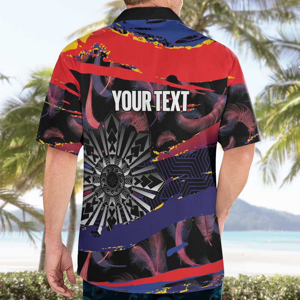 Philippines Sun Tattoo Hawaiian Shirt Feathers Filipinas Grunge Style Black
