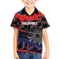 Philippines Sun Tattoo Hawaiian Shirt Feathers Filipinas Grunge Style Black