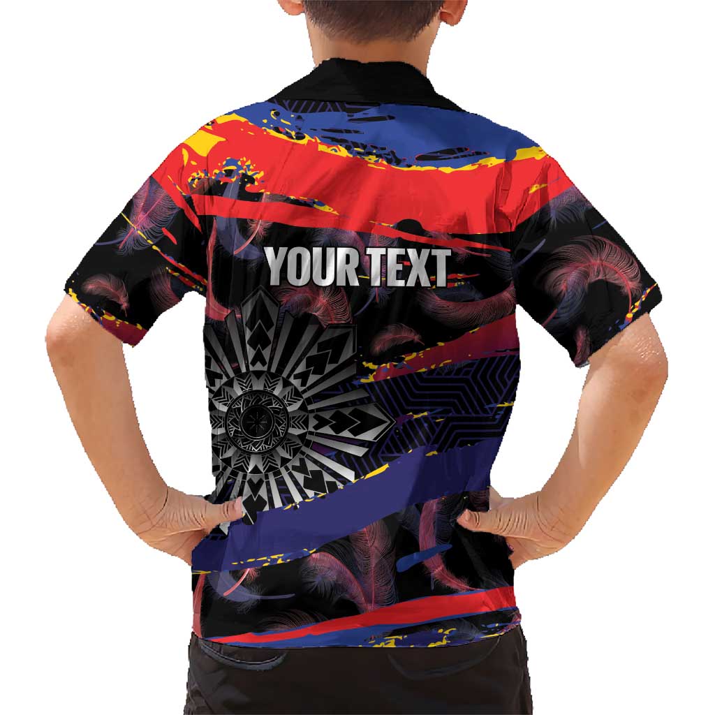 Philippines Sun Tattoo Hawaiian Shirt Feathers Filipinas Grunge Style Black