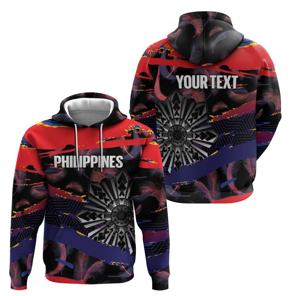Philippines Sun Tattoo Hoodie Feathers Filipinas Grunge Style Black LT14 - Polynesian Pride