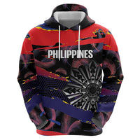 Philippines Sun Tattoo Hoodie Feathers Filipinas Grunge Style Black LT14 - Polynesian Pride