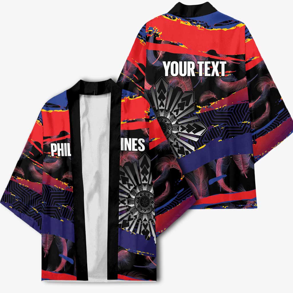 Philippines Sun Tattoo Kimono Feathers Filipinas Grunge Style Black LT14 - Polynesian Pride