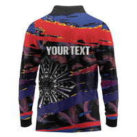 Philippines Sun Tattoo Long Sleeve Polo Shirt Feathers Filipinas Grunge Style Black LT14 - Polynesian Pride