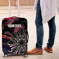 Philippines Sun Tattoo Luggage Cover Feathers Filipinas Grunge Style Black LT14 Black - Polynesian Pride