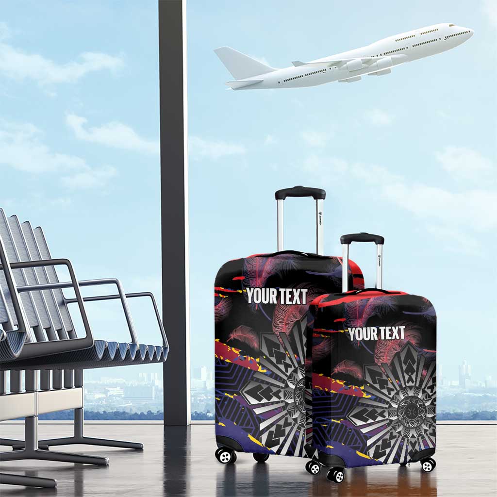 Philippines Sun Tattoo Luggage Cover Feathers Filipinas Grunge Style Black LT14 - Polynesian Pride