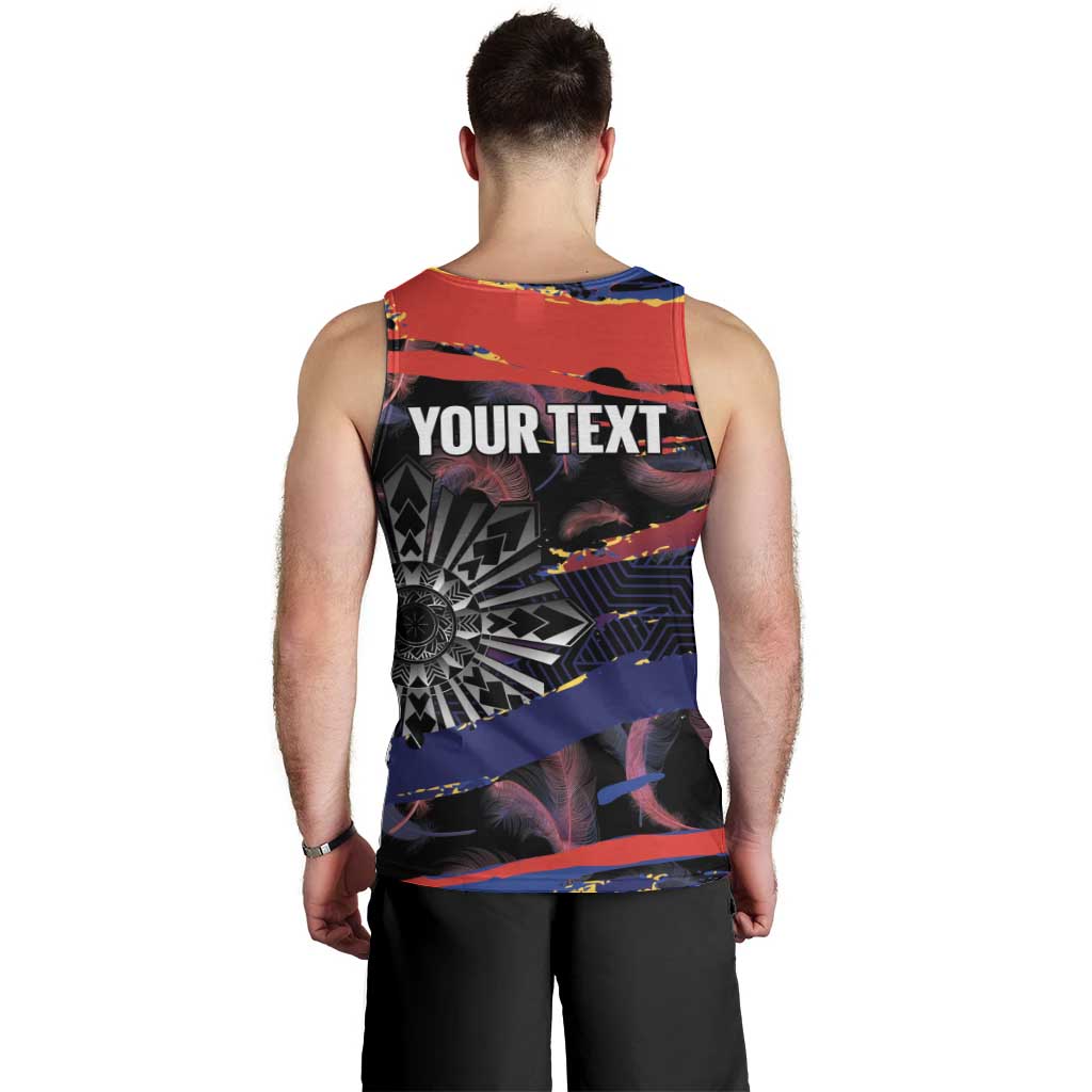Philippines Sun Tattoo Men Tank Top Feathers Filipinas Grunge Style Black LT14 - Polynesian Pride