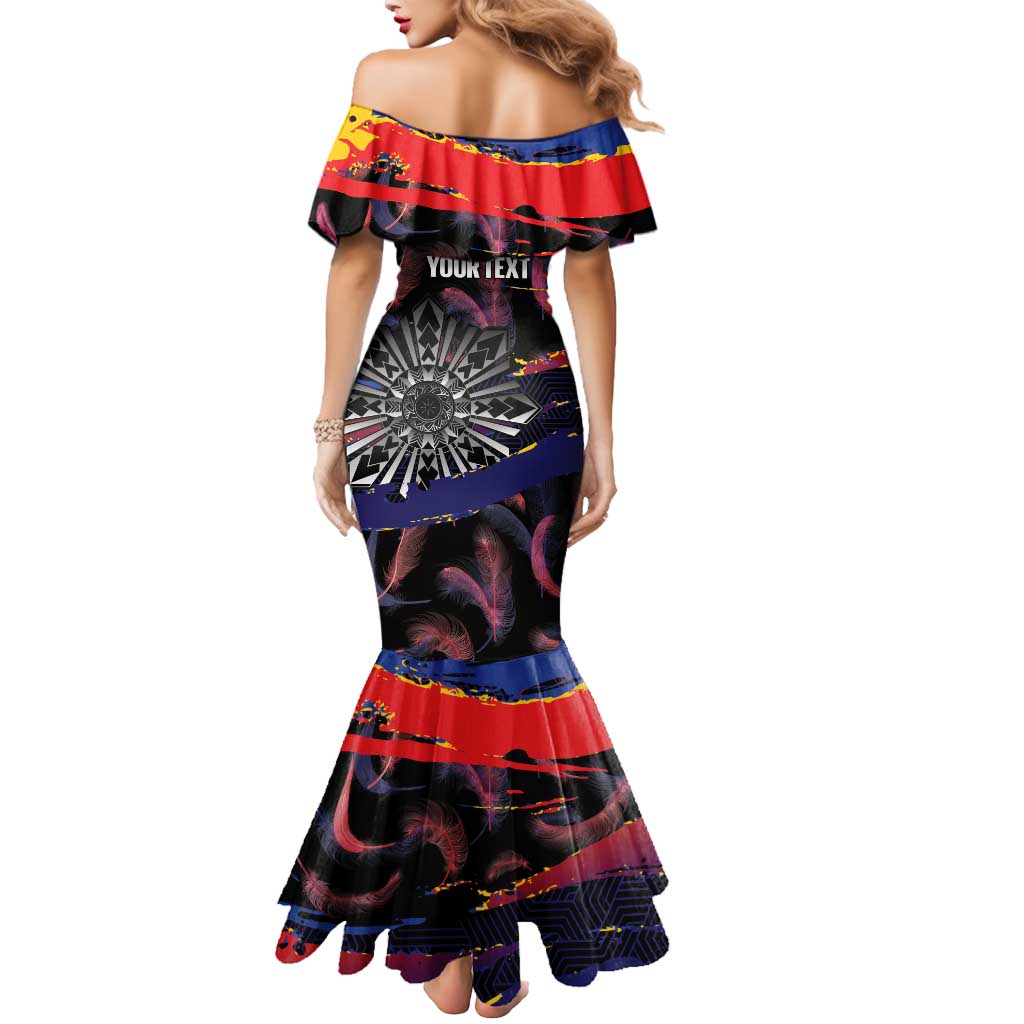 Philippines Sun Tattoo Mermaid Dress Feathers Filipinas Grunge Style Black LT14 - Polynesian Pride