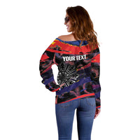 Philippines Sun Tattoo Off Shoulder Sweater Feathers Filipinas Grunge Style Black LT14 - Polynesian Pride