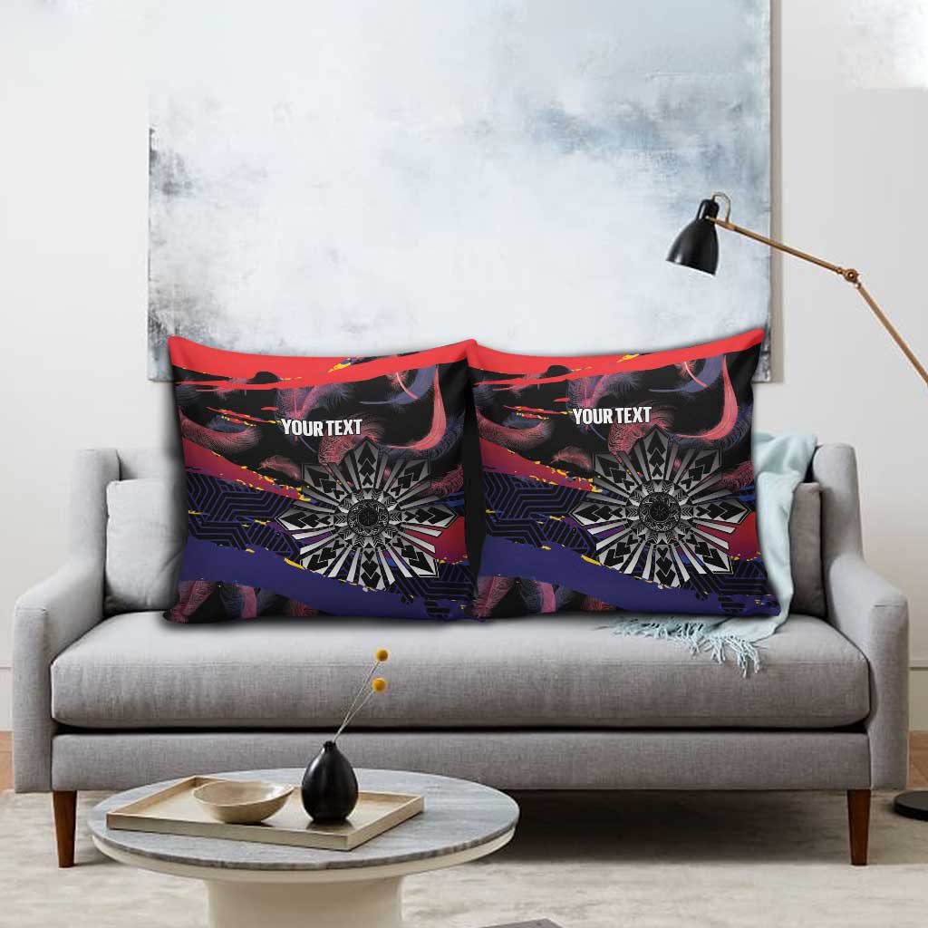 Philippines Sun Tattoo Pillow Cover Feathers Filipinas Grunge Style Black LT14 - Polynesian Pride