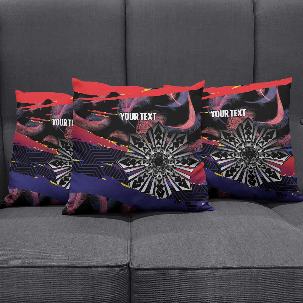 Philippines Sun Tattoo Pillow Cover Feathers Filipinas Grunge Style Black LT14 - Polynesian Pride
