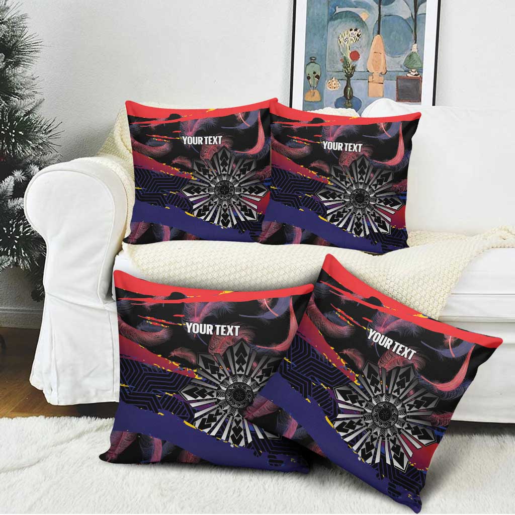Philippines Sun Tattoo Pillow Cover Feathers Filipinas Grunge Style Black LT14 - Polynesian Pride