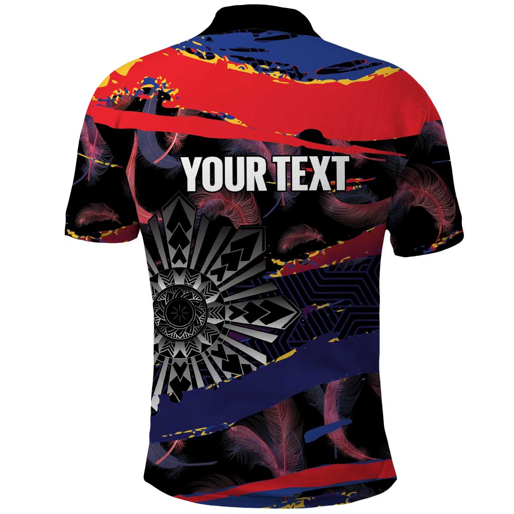 Philippines Sun Tattoo Polo Shirt Feathers Filipinas Grunge Style Black