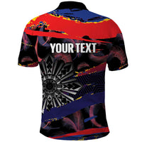 Philippines Sun Tattoo Polo Shirt Feathers Filipinas Grunge Style Black