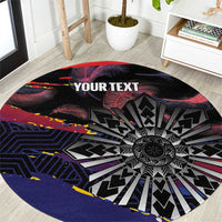 Philippines Sun Tattoo Round Carpet Feathers Filipinas Grunge Style Black LT14 Black - Polynesian Pride