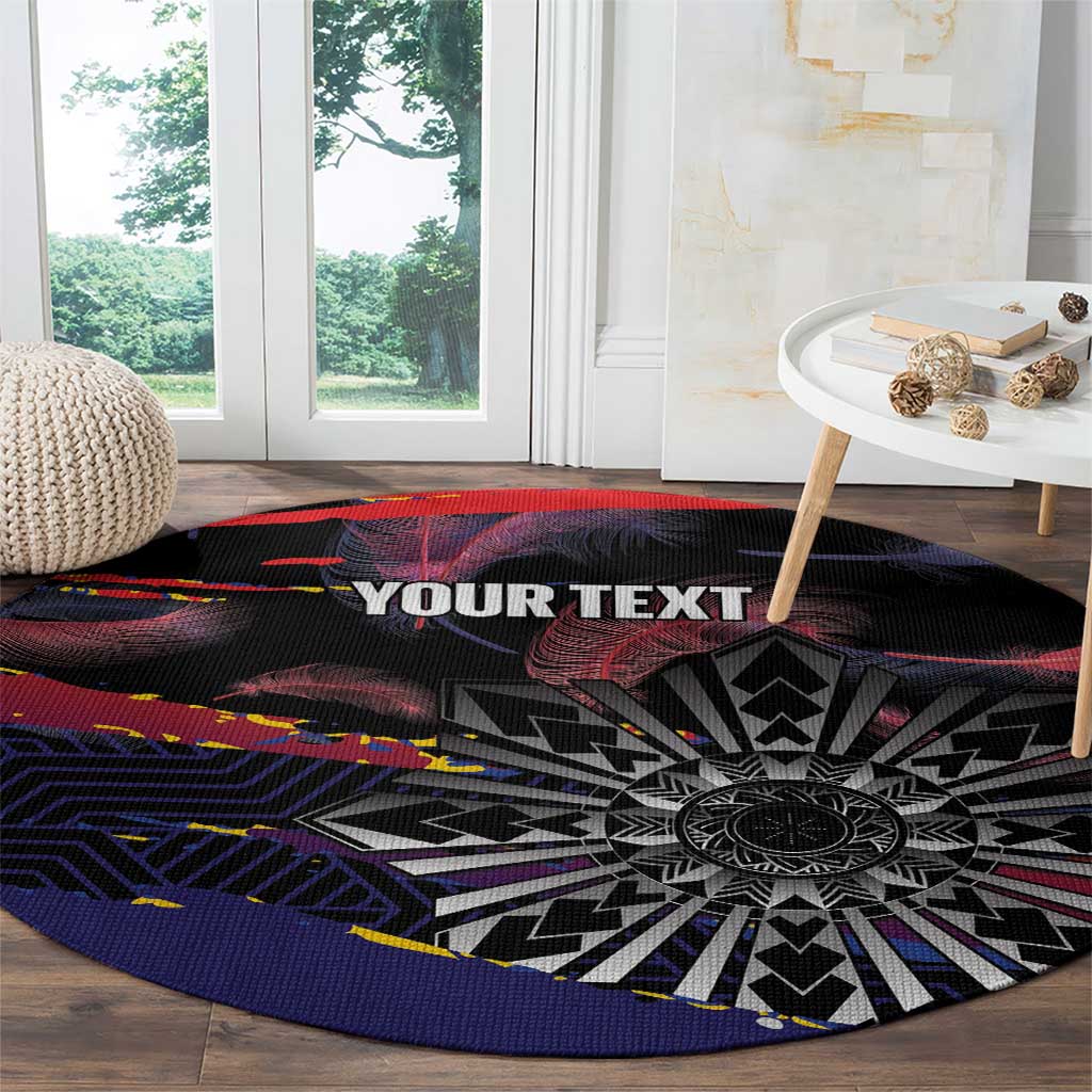 Philippines Sun Tattoo Round Carpet Feathers Filipinas Grunge Style Black LT14 - Polynesian Pride
