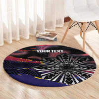 Philippines Sun Tattoo Round Carpet Feathers Filipinas Grunge Style Black LT14 - Polynesian Pride