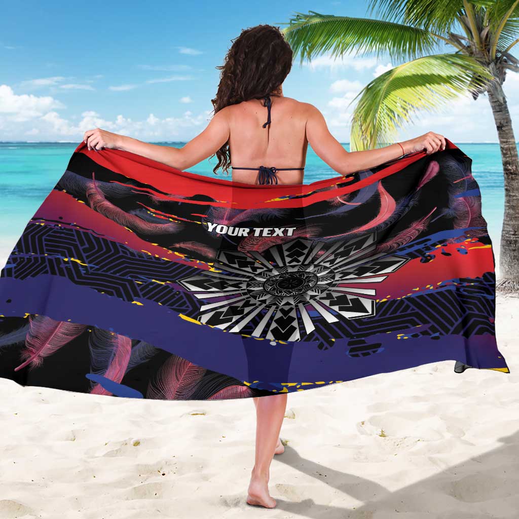 Philippines Sun Tattoo Sarong Feathers Filipinas Grunge Style Black LT14 - Polynesian Pride