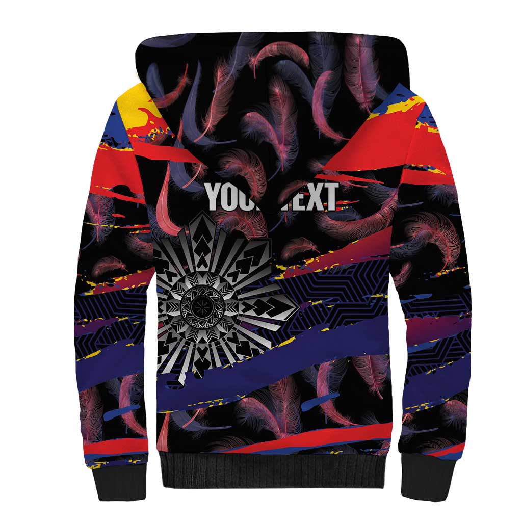 Philippines Sun Tattoo Sherpa Hoodie Feathers Filipinas Grunge Style Black LT14 - Polynesian Pride