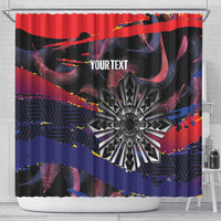 Philippines Sun Tattoo Shower Curtain Feathers Filipinas Grunge Style Black LT14 - Polynesian Pride